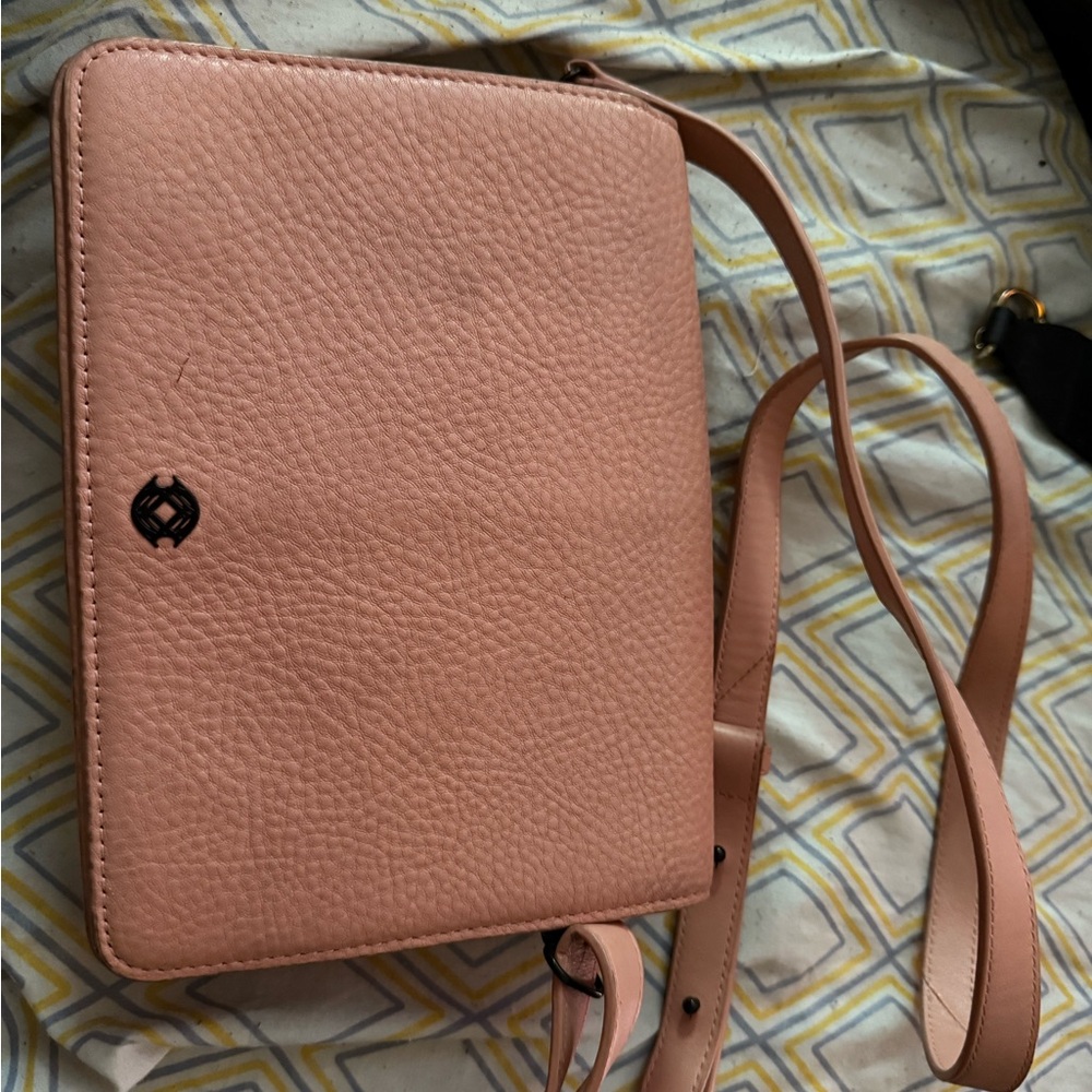 Dagne Dover Andra Pebbled Pink Leather Crossbody Bag